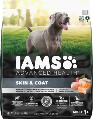 Iams Advanced Health Skin & Coat Chicken & Salmon Recipe Adult Dry Dog Food,36lb