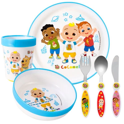 Cocomelon Set di posate 6 pezzi per bambini - piatto/ciotola/coppa/coltello/forchetta/cucchiaio - Immagine 1 di 4