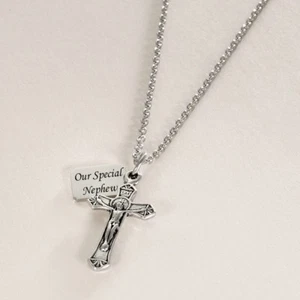 Personalizado Crucifijo Collar Con Cualquier Grabado En Placa, Joyería Cristiana - Imagen 1 de 5