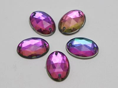 100 cuentas de estrás ovaladas facetadas de acrílico con respaldo plano Rainbow AB 10X14 mm Foto 1 de 3