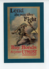 Americas Heroes Postcard -Lend The Way They Fight Buy Bonds - Meehan Posters