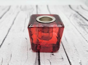Red Glass 1/2 inch (.5 inch) Diameter Mini Chime Candle Holder / Cube Holder - Picture 1 of 4