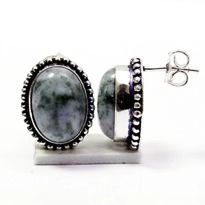 Orecchini a perno Larimar pietra preziosa alla moda placcato argento gioielli 1,5" S007 - Foto 1 di 4