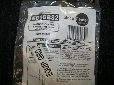 Siemens electric center ground bar 8 position #14-4 AWG w/2/0 AWG lug typeEC1GB - Image 1 of 2