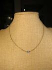 Pretty gold plated sterling silver chain choker necklace 14.5" 1 tiny blue bead