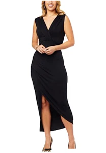 NEW Colleen Lopez V-neck Knit Dress & Overlap Front BLACK SZ 2X - Picture 1 of 2