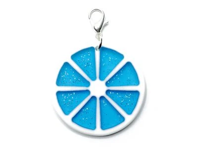 Fruchtscheibe Orange Zitrone Charm Zipper Pull Anhänger Bettelanhänger blau - Bild 1 von 4