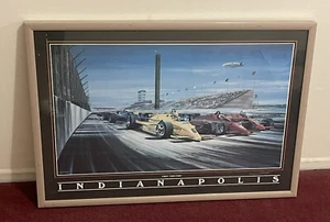 DAVID LORD "FIRST TURN FURY" INDIANAPOLIS HAND SIGNED Framed POSTER Indy 500 - Picture 1 of 6