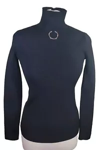 Suéter tejido cuello alto detalle anillo Stella McCartney talla 40 $985 negro - Imagen 1 de 22