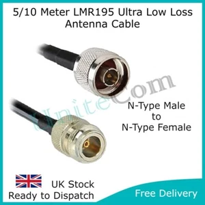 Cable de antena Wi-Fi de pérdida ultra baja tipo N de hembra a macho 5/10 metros RG58 4G 5G - Imagen 1 de 1