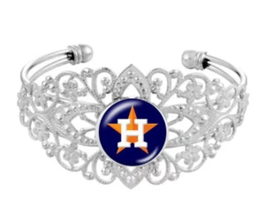 Baseball Bangle Bracelet, Baseball Filigree Silver Adjustable Free Shipping - Picture 1 of 3