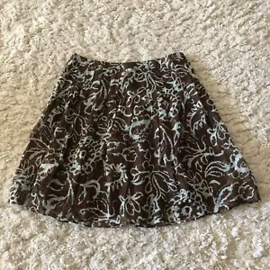 NWT Worthington Women 16 Sable Aqua Skirt Silk linen Blend Lined Brown Blue - Picture 1 of 10