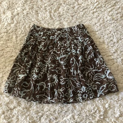 NUEVO CON ETIQUETAS Worthington Mujeres 16 Sable Aqua Falda Seda Lino Mezcla Forrada Marrón Azul Foto 1 de 4