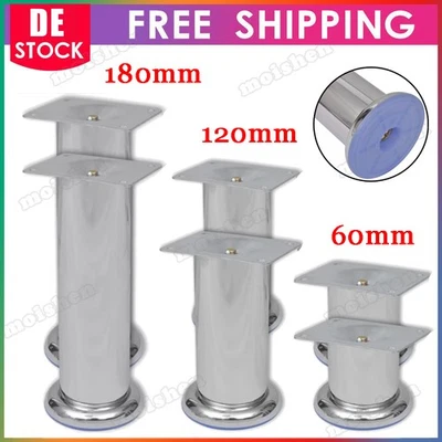 Eisenfüße 4/8 Stk. Möbelfüße Möbelfuß Sockelfuß Schrankfüß Sofafuß Chrom Runde - Bild 1 von 4