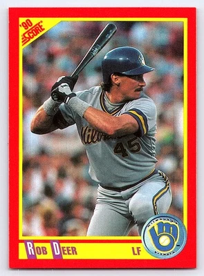 1990 Score #390 Rob Deer Milwaukee Brewers - Image 1 of 2