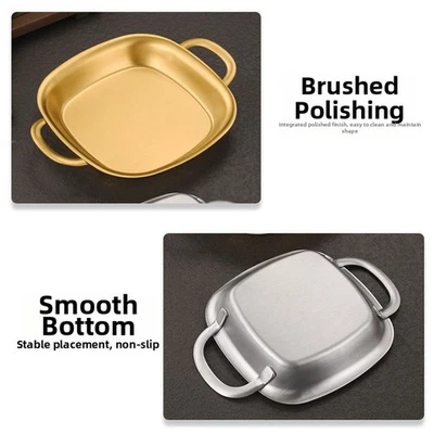 Stainless Steel Square Snack Plates with Deep Basin for Korean BBQ and Fries - Image 1 of 4