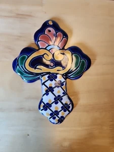 Talavera Cross Mexican Pottery 6.25" Tall-Hand Painted - Picture 1 of 4
