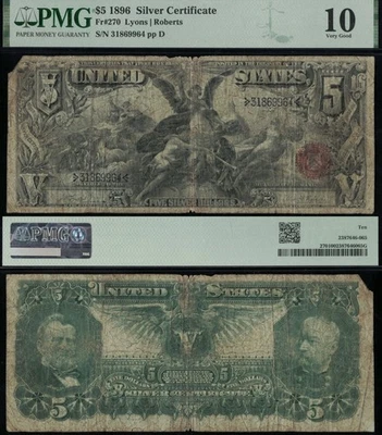 SC 1896 $5 Fr.270 Silver Certificate Educational PMG 10 (964) - Image 1 of 4