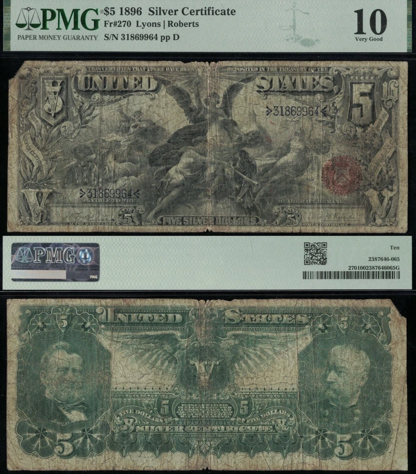 SC 1896 $5 Fr.270 Silver Certificate Educational PMG 10 (964) - Image 1 of 4