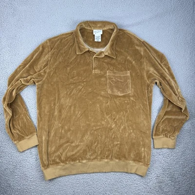 Camisa polo masculina Irvine Park grande marrom veludo manga longa bolso nervuras punhos - Imagem 1 de 4