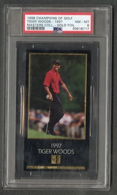TIGER WOODS GOLD FOIL ROOKIE 1998 Champions of Golf Masters PSA 8 1997 LOW POP! - Image 1 of 2