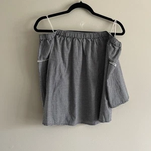 Abercrombie & Fitch Wmn S Black Gingham Preppy Bell Sleeves Off The Shoulder Top - Picture 1 of 9