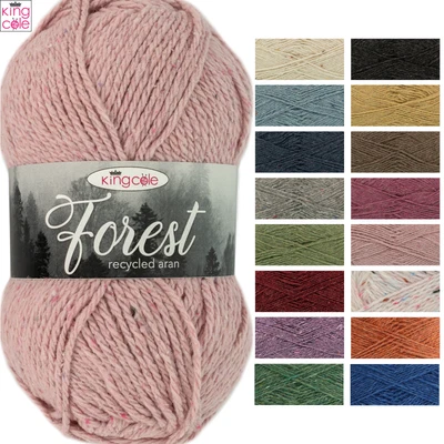 King Cole Forest recycelt Aran Garn Strickwolle 100g Ball - alle Farben