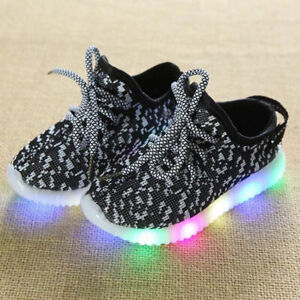 Toddler Kids  Breathable Lace-Up LED Lighting Casual Shoes