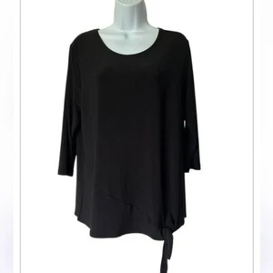 Sympli schwarzes Top Tunika Rundhals 3/4 Arm Bindebänder am Saum top Gr. 12 - Bild 1 von 8