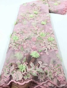 african lace fabric 5 yards, embroidered 3D fabric material - Picture 1 of 1