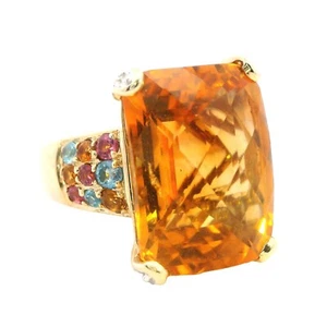 Stunning 14ct Yellow Gold Multi-Stone Ring including a 15.20ct Citrine - Picture 1 of 12