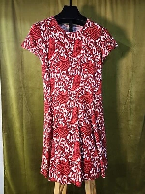 Michael Kors Mujer Talla L Estampado Cachemira Suéter Acampanado Vestido Rojo Manga Corta  Foto 1 de 4