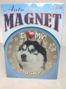 Dog Lover's 5-3/4" Round Auto Magnet "I Love My Husky" NEW - Picture 1 of 2