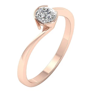 Semi Bezel Set VS F 0.55 Ct Solitaire Lab Grown Round Diamond Ring 14K Rose Gold - Picture 1 of 8