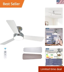 Modern 42-Inch Flush Mount Ceiling Fan with 3 Color Temp & Noiseless Design - Picture 1 of 12