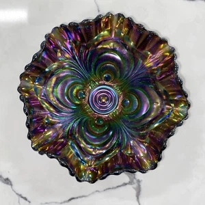 Electric Purple Imperial Carnival Glass Scroll Embossed Large 8 Inch Berry Bowl - Picture 1 of 7