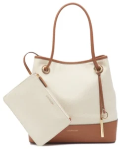 Calvin Klein Gabrianna Canvas Tote Natural/Gold (Other) - Picture 1 of 2