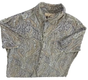 Vintage Silk Men's XL Linen Silk Paisley Short Sleeve Buttons Down Shirt Large - Picture 1 of 12