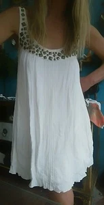 Maurie and Eve Platinum Ivory Gold Fleck Stud Embellished Dress Sz 1 S (6-10) - Picture 1 of 6