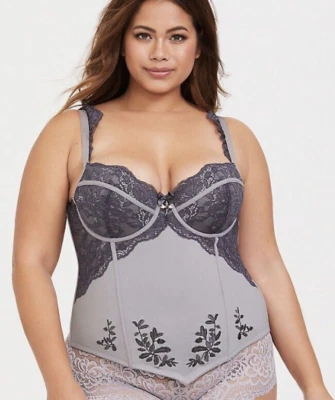 Mujer Torrid Outlander Libélula Encaje Gris Bustier Talla 1 XL X Grande 14 Foto 1 de 4