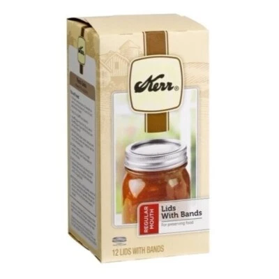 Frascos de enlatado apretados Kerr regulares seguros para la boca tapas y bandas 12 piezas sin BPA NUEVO EN CAJA Foto 1 de 4