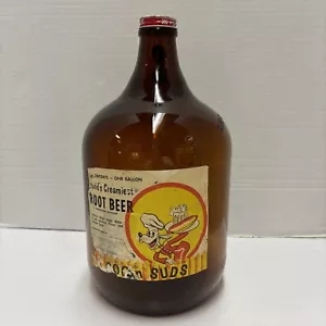 Vintage Dog n Suds Root Beer Fountain Syrup Soda Pop 1 G. Glass Bottle Jar Sign - Picture 1 of 12