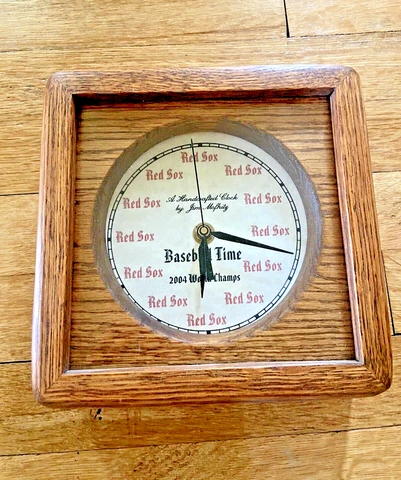 Vtg Handcrafted Boston Red Sox Wall Clock by Jim Mofhitz 2004 World Champs Works Cover