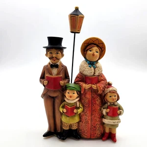 Vintage Japan Figure Paper Mache Christmas Carolers Family Street Lamp Post - Picture 1 of 16