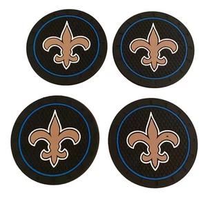 New Orleans Saints Car Coasters anti slip pack of 4 NEW 2.5” Diameter - Picture 1 of 3