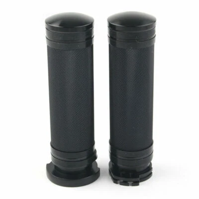 Black 1" Handlebar Hand Grips For Harley Dyna Low Rider Heritage Softail Fat Boy Foto 1 de 4