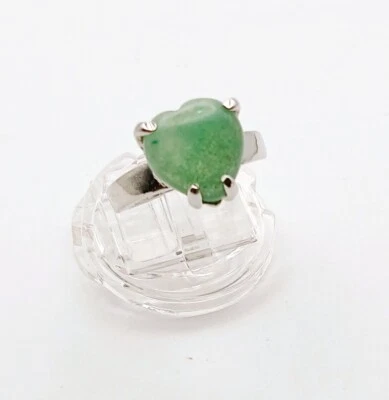 Anillo de moda estilo cabujón verde corazón piedra tono plata 7 1/4... #867 Foto 1 de 3