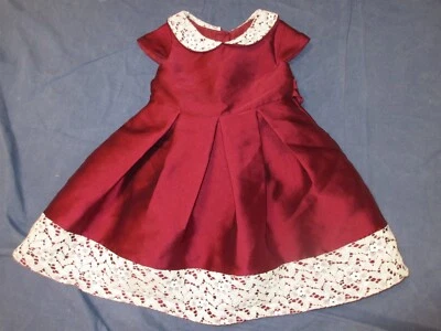 Girls Dress by LAURA ASHLEY London - Sz 4 - Dark Red w/ Off White LACE Trim - Image 1 of 3
