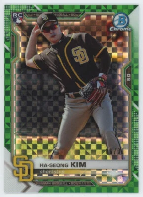 2021 Bowman Chrome Ha-Seong Kim RC X-Fractor Green  /31 #97 - Image 1 of 2