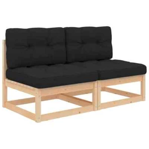 vidaXL Garden Middle Sofas with Cushions 2 pcs Solid Pinewood - Picture 1 of 9